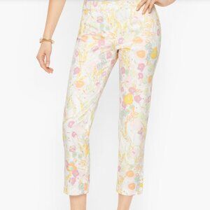 NWT Talbots Perfect Crop Pants Abstract Floral Print Wormens Size 6 Preppy